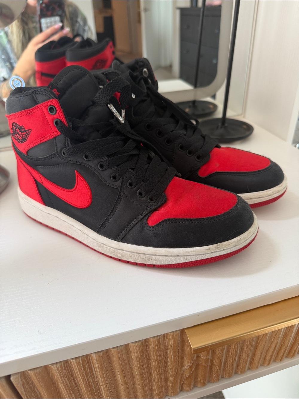 Nike High-Top Sneakers in Black & Red